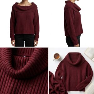 Soft Knitted Pullover Wide Neckline