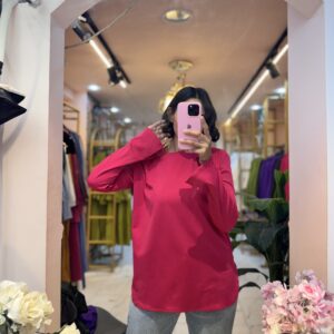 Everyday Slit-Sleeve T-Shirt _ Hot pink