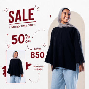 Relaxed Wide-Sleeve Oversized Top – Black