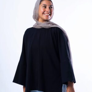 Relaxed Wide-Sleeve Oversized Top – Black