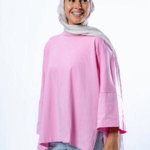 Relaxed Wide-Sleeve Oversized Top – Pink