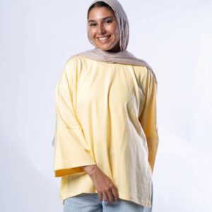Relaxed Wide-Sleeve Oversized Top –Yellow